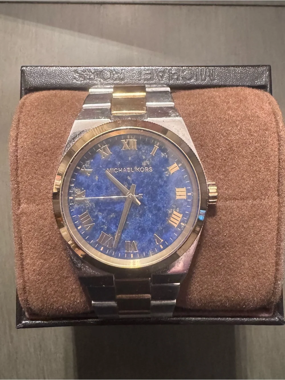 Michael Kors Women’s ie unisex Two-Tone Blue Marble Dial Stainless Steel Watch